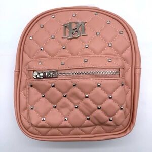 Badgley Mischka Mini Studded Backpack Purse Vegan Leather Blush Quilted NWT‎